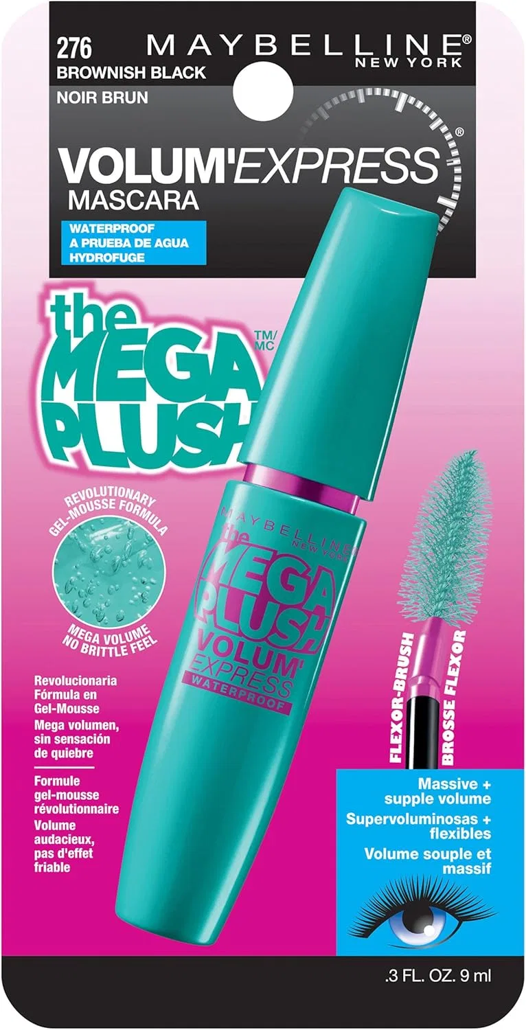 Тушь для ресниц объемная водостойкая Maybelline New York Volume Express Mega Plush, 0.3 fl oz, коричневый — фото 2