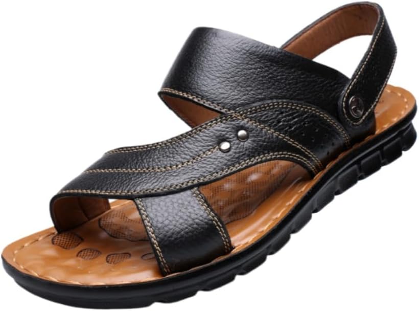 

Мужские сандалии Barefoot Jesus с открытым носком, пляжные сланцы с задником, легкие, дышащие, водонепроницаемые, кожаные, ручной работы, нескользящая платформа с поддержкой свода стопы, летняя обувь для прогулок и воды Geerta, черный