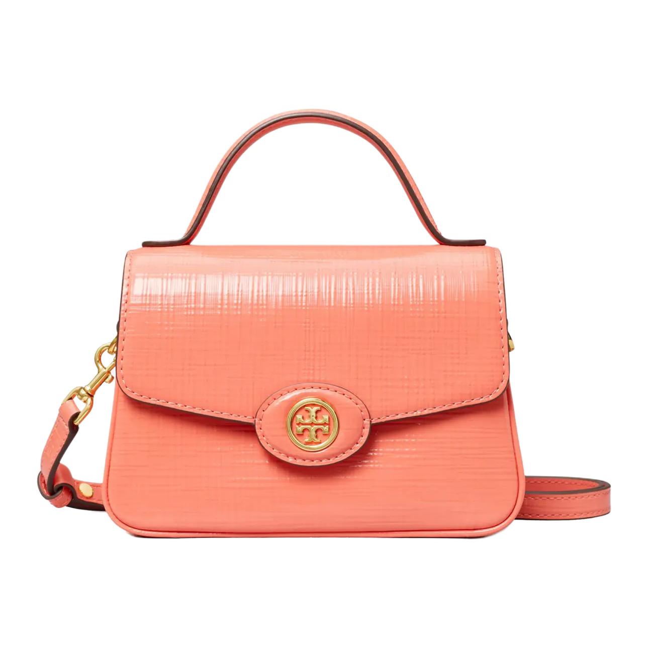 

Robinson Cross Grain Cow Leather Shoulder Bag, Crossbody Bag, Handbag Trumpets Women's Coral Red TORY BURCH