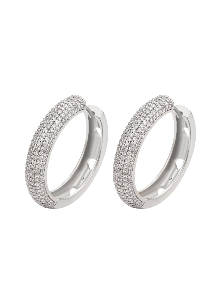 

Faina Женские серьги-кольца серебристо-белого цвета