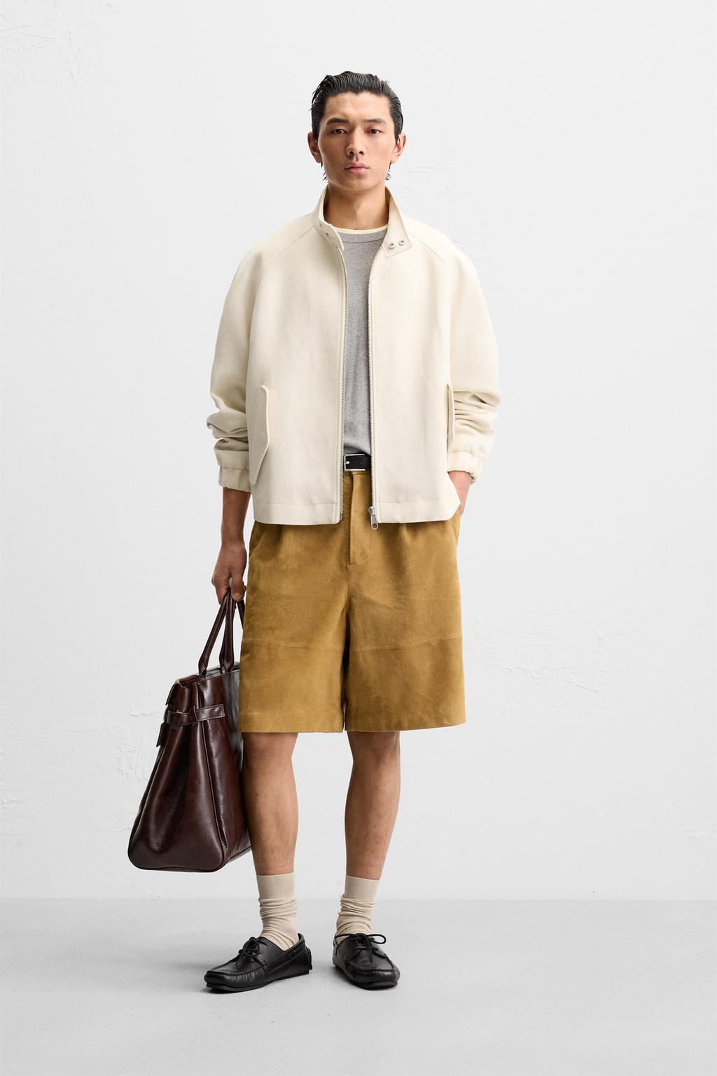 

Хлопковая текстурированная куртка ZARA, экрю