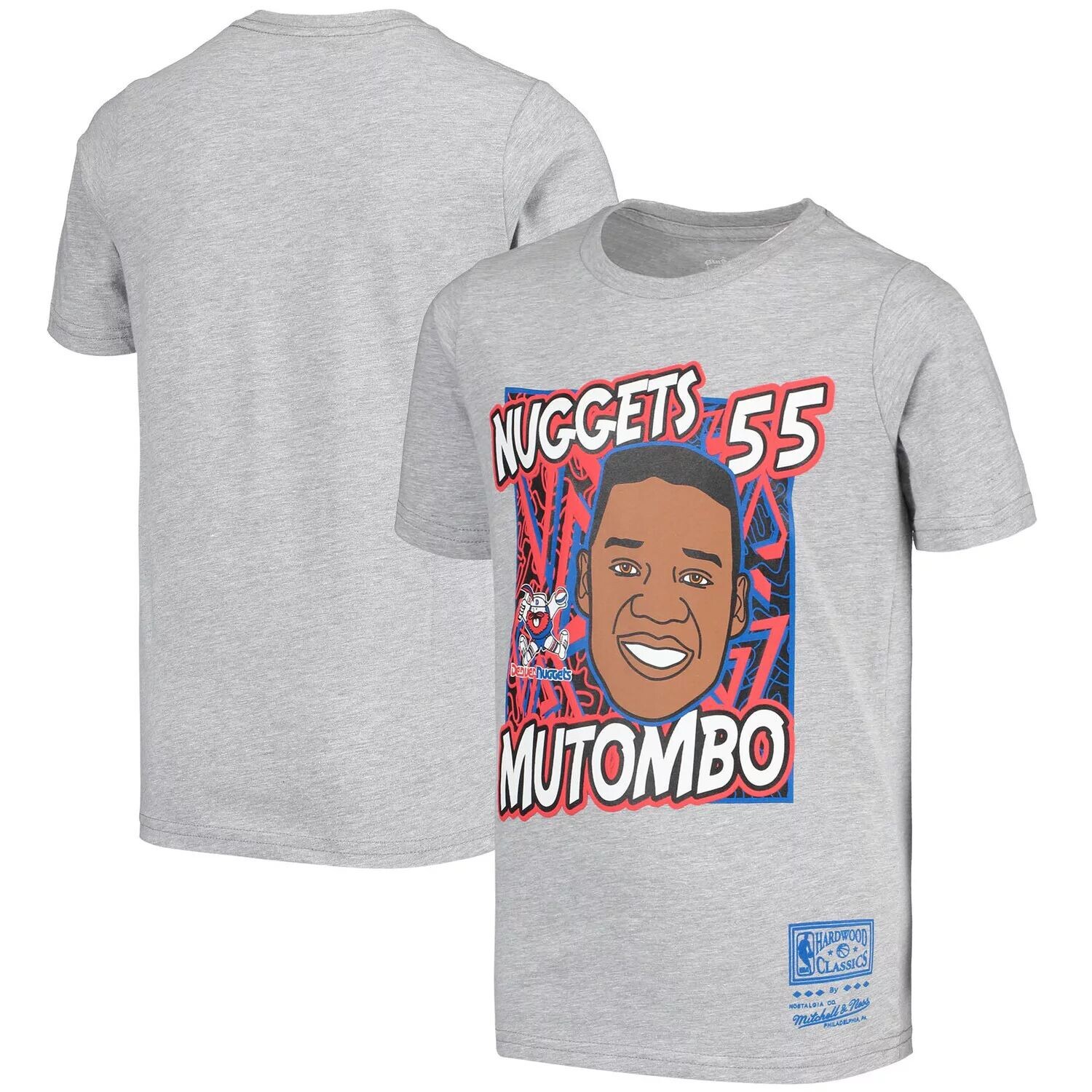 Молодежная футболка Mitchell & Ness Dikembe Mutombo Grey Denver Nuggets Hardwood Classics King of the Court Player Unbranded — фото 3
