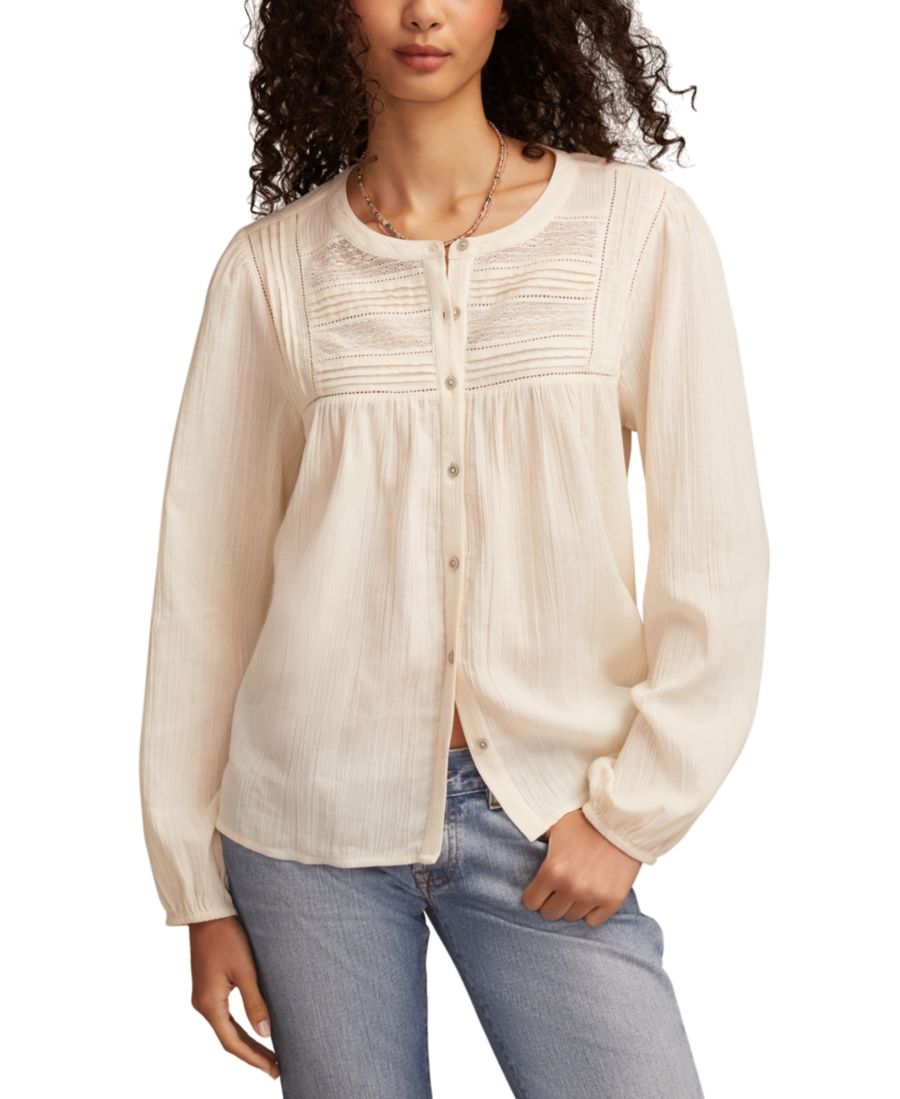 

Женская крестьянская блузка на пуговицах Lucky Brand, Whisper White