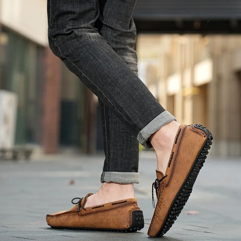 Лоферы, замшевые, Men's Suede Leather Bow-Tie Slip-On Loafers, светло-коричневый Cibenf — фото 2