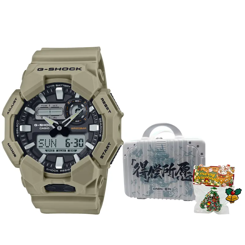 

CASIO Часы Unisex Liquid Crystal/Analog Dual Display Series Black Watch GA-010-1APR, Khaki