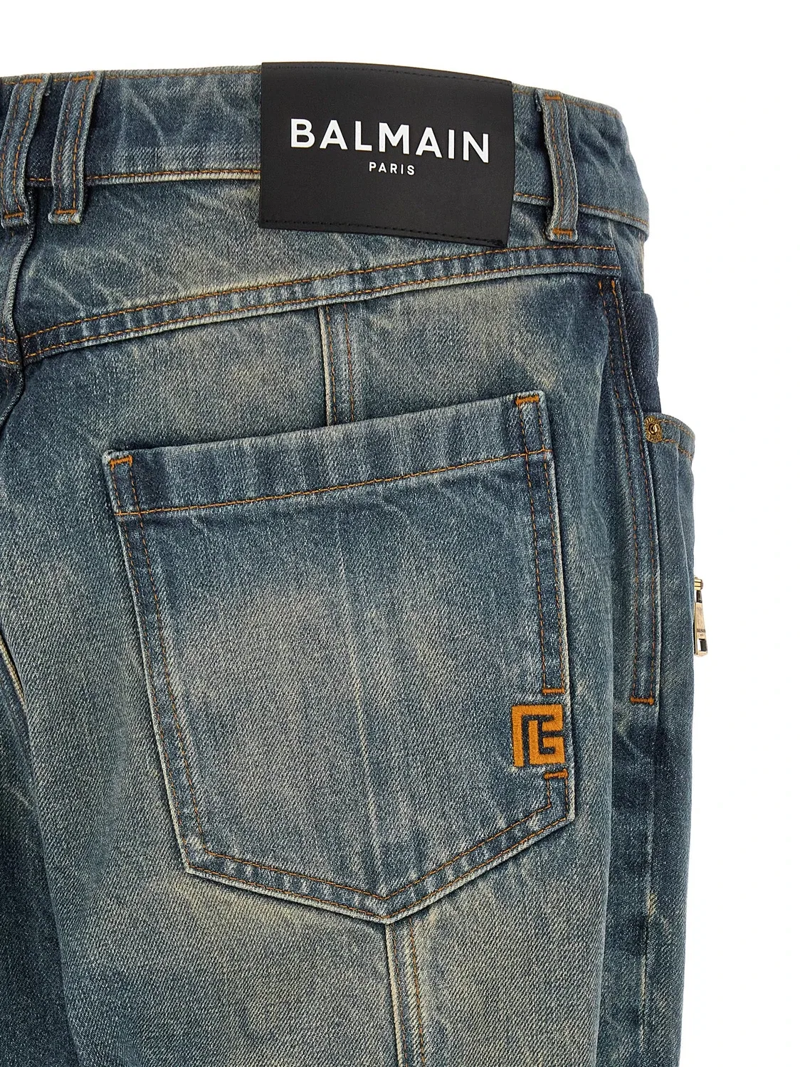 Джинсы байкера BALMAIN, синий — фото 4
