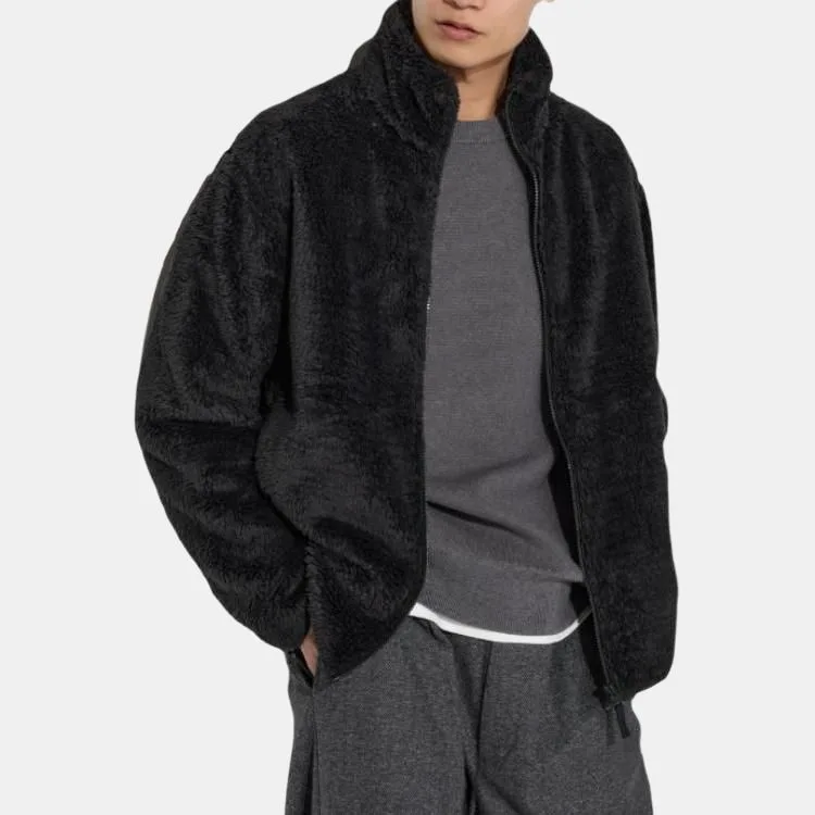 UNIQLO Пальто с бархатистой текстурой унисекс черное — фото 4