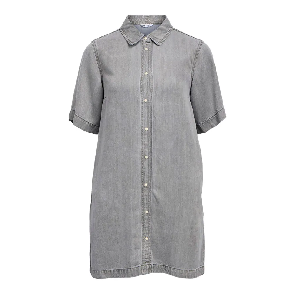 

Платье с коротким рукавом из джинсовой ткани, модель Object Frame Regular, серый