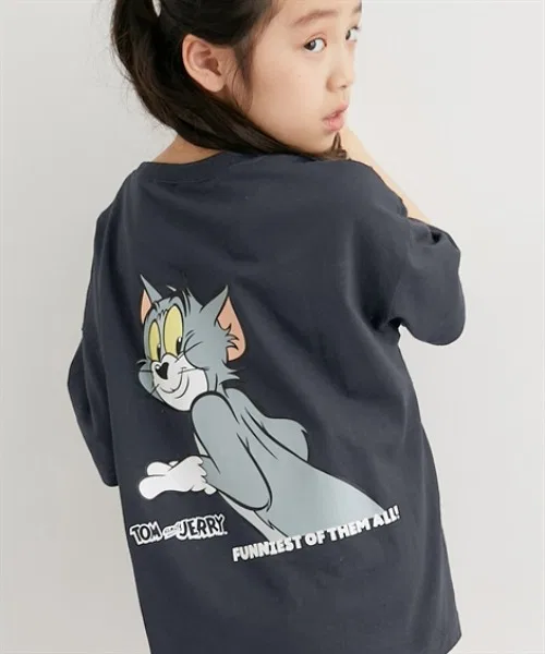 Детская футболка с принтом Tom&Jerry TOM&JERRY серого цвета