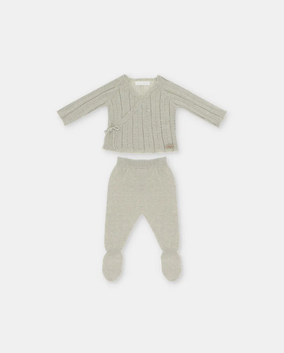 

Комплект для малыша с расстегивающейся спереди жилеткой и трикотажными леггинсами зеленого цвета Martín Aranda, зеленый