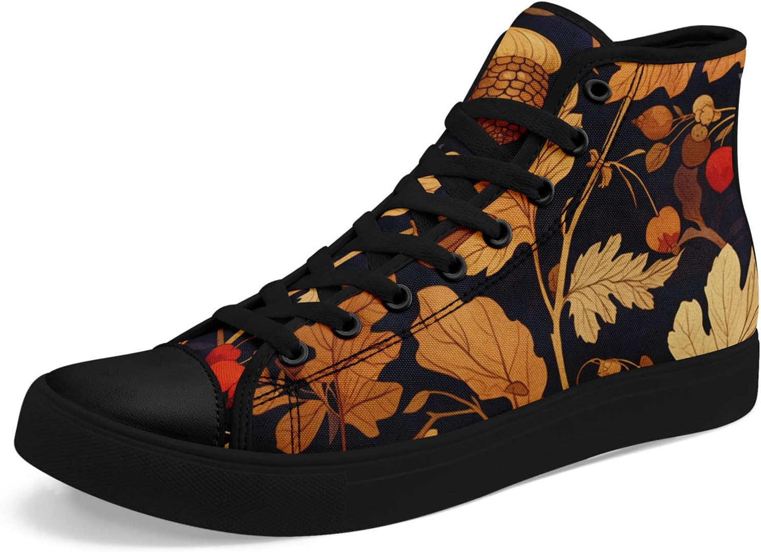 

Высокие кеды с цветочным рисунком для мужчин и женщин - стильные плоские кроссовки, удобные, дышащие, повседневная мода Awsole, черный/желтый/оранжевый