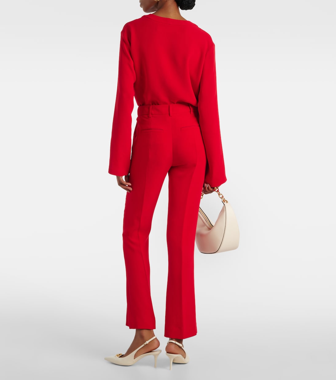 Прямые шелковые брюки Cady Couture Valentino, Rosso — фото 3