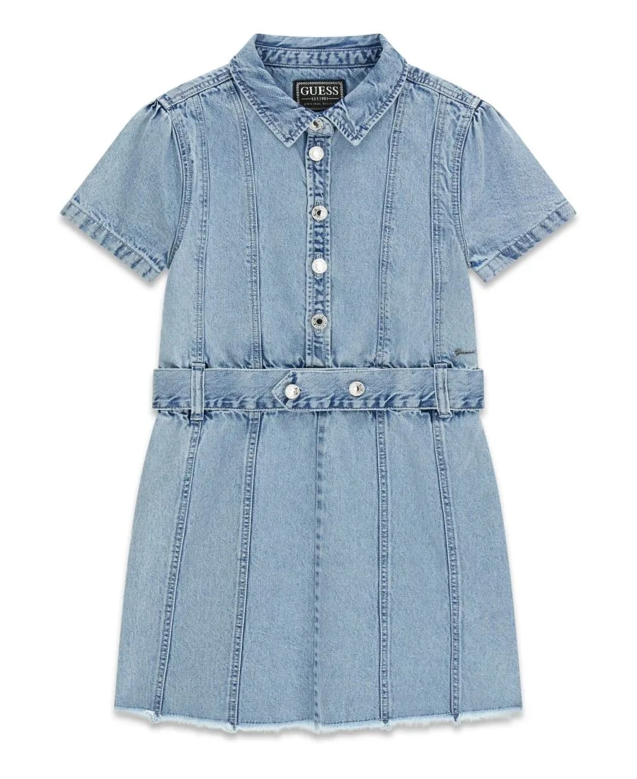 Джинсовое платье с коротким рукавом для девочек 7-16 лет GUESS, синий