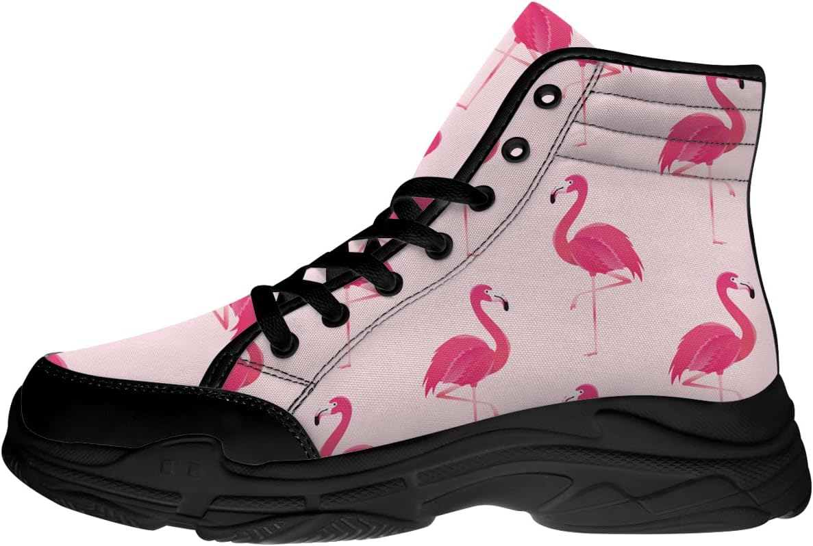 

Женские высокие кеды Flamingo с шнуровкой, розовые текстильные кеды, подарки Flamingo для нее Quorax