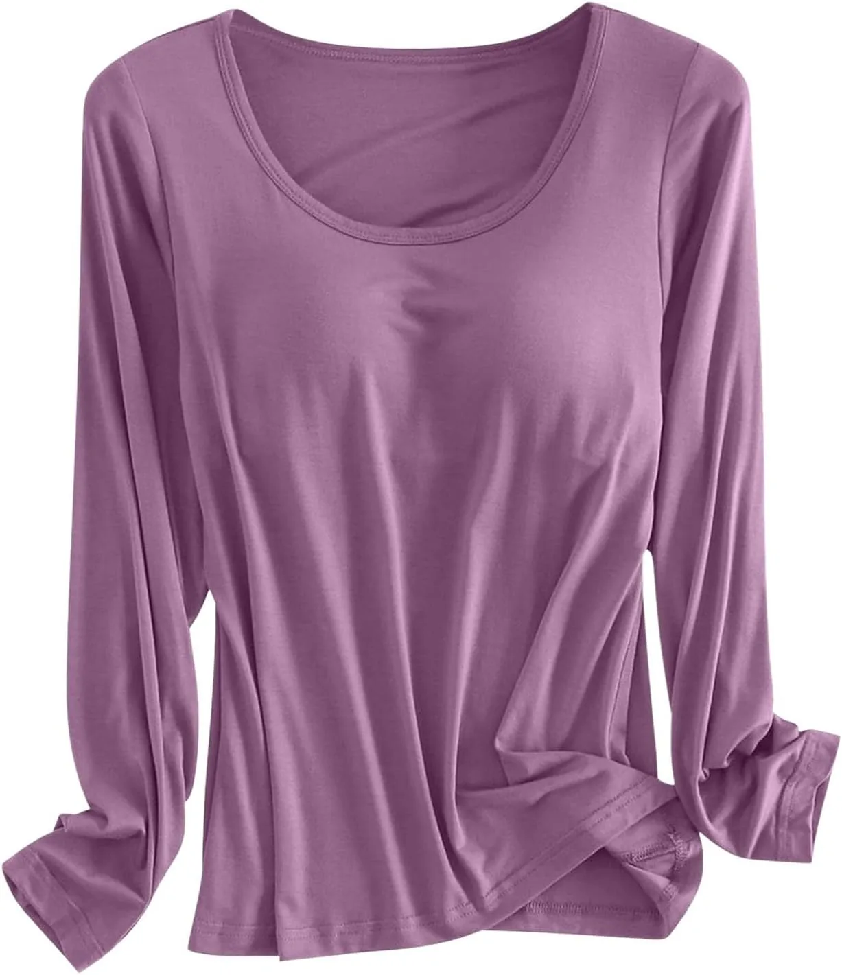 

Футболка с длинным рукавом и встроенным бюстгальтером Plus Size YMAMIYO