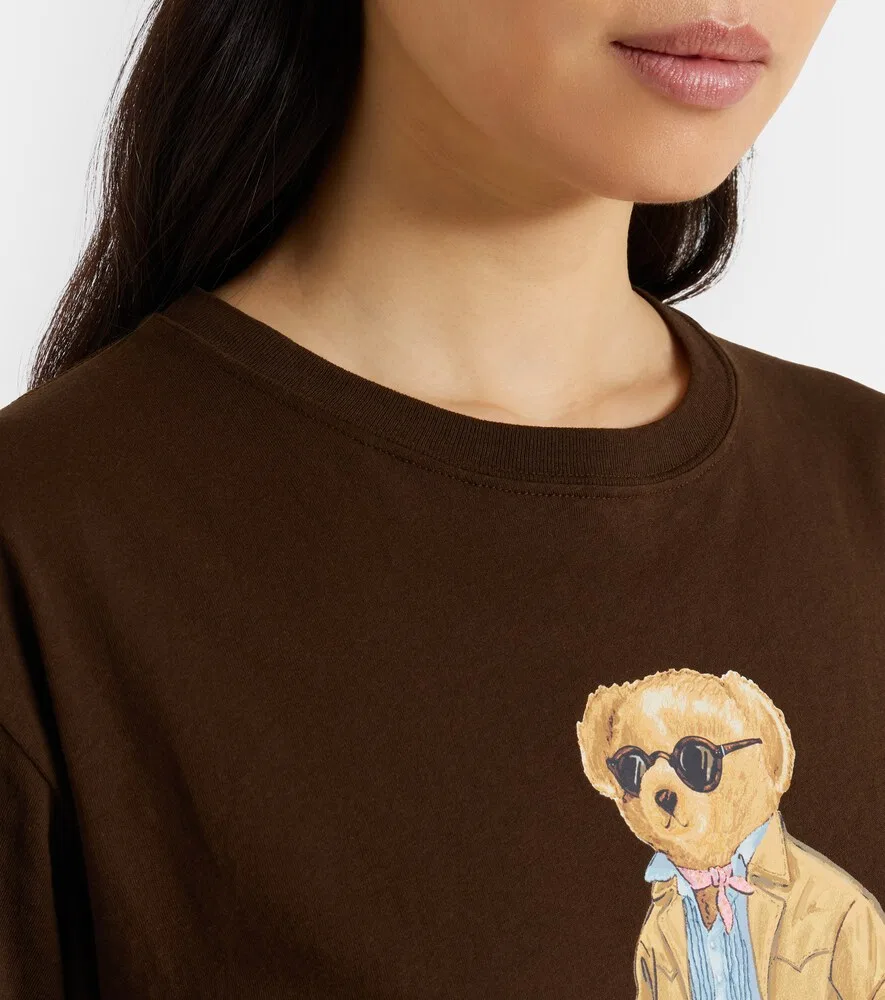 Хлопковая трикотажная футболка Polo Bear Polo Ralph Lauren, коричневый — фото 4