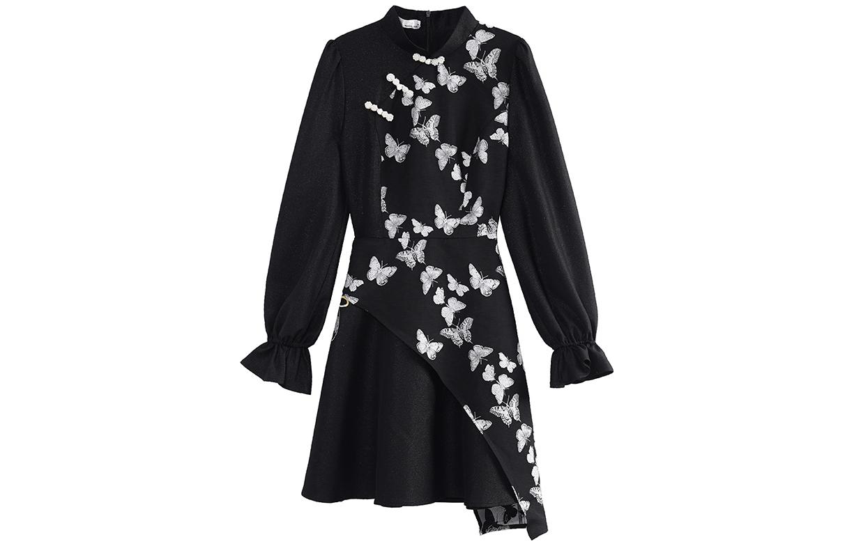

JK&JS Платье-трапеция с юбкой FW22, черное