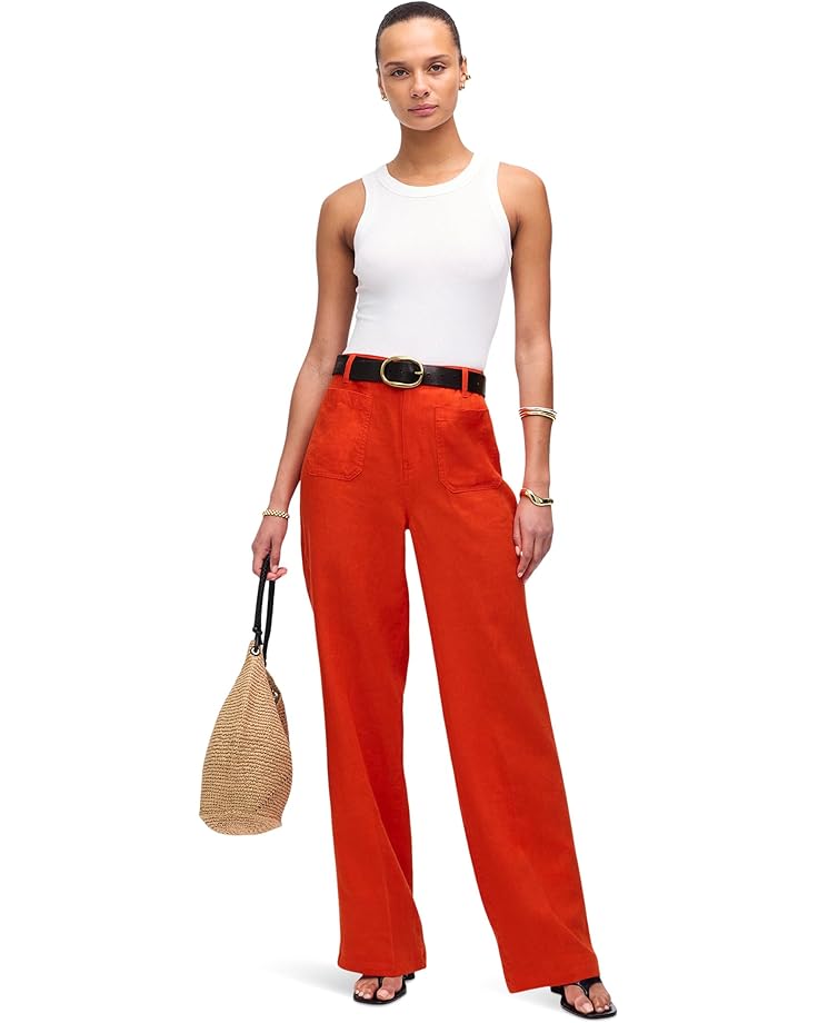 

Брюки Madewell Patch Pocket Flare - 100% Linen, цвет Bright Flame