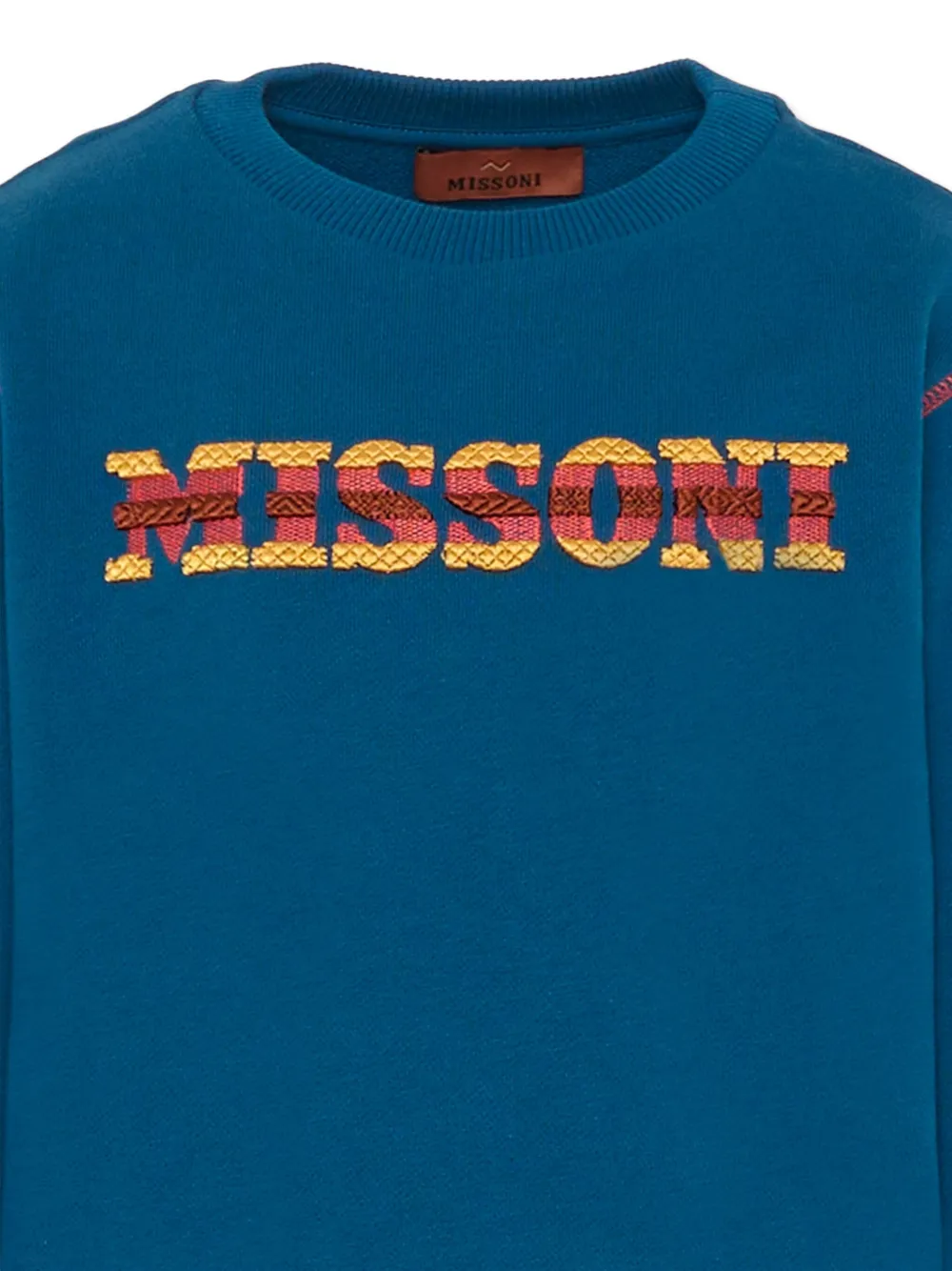 Свитшот с вышитым логотипом и круглым вырезом Missoni Kids, синий — фото 3