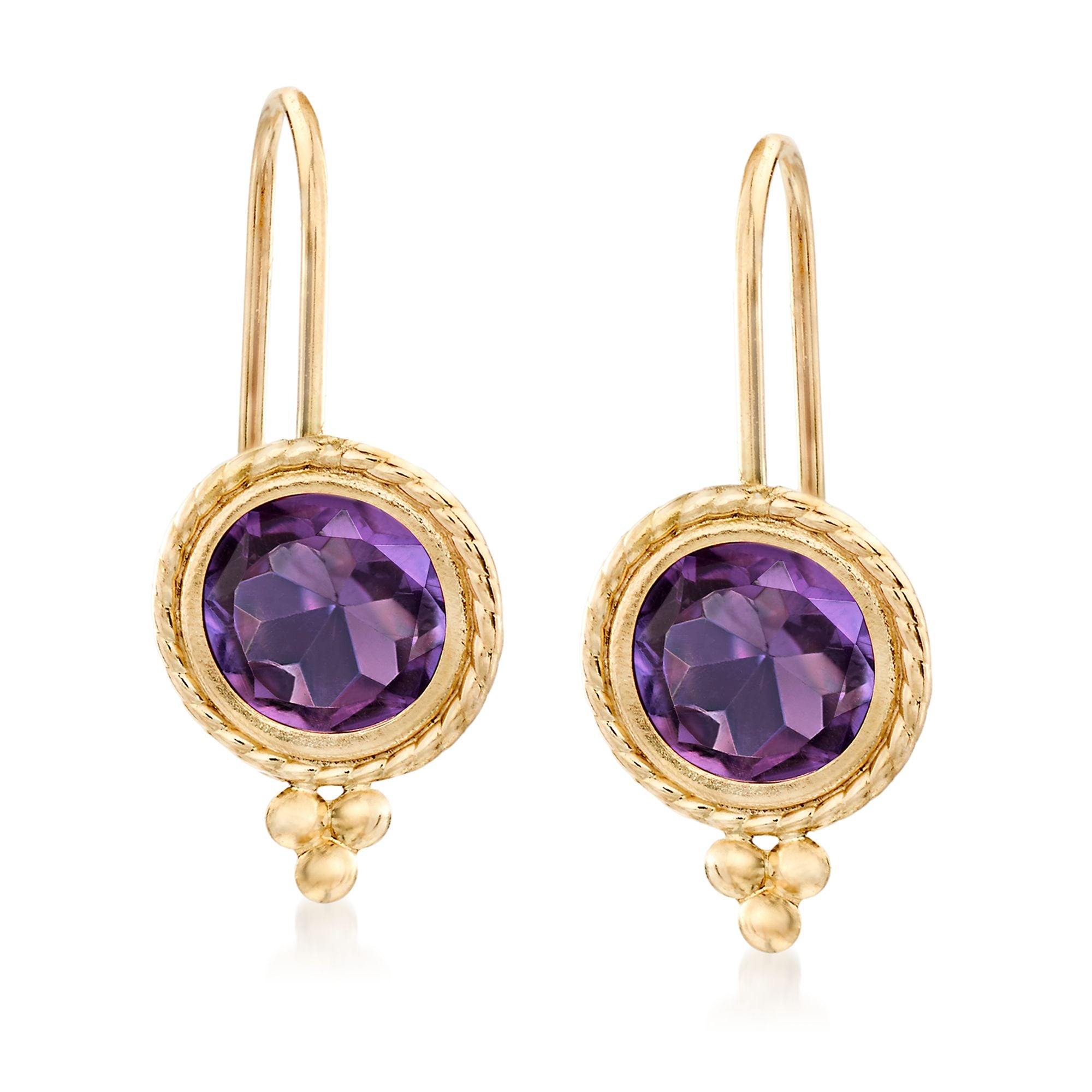 

Серьги-подвески Ross-Simons с аметистами из 14-каратного желтого золота Ross-Simons, фиолетовый