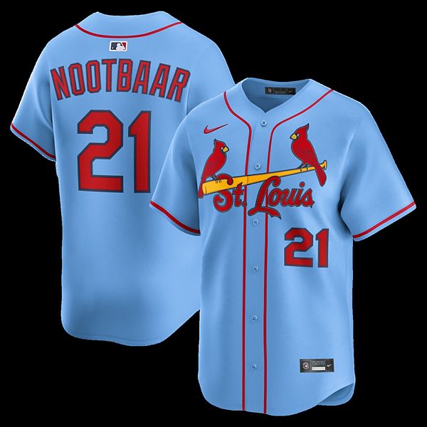 Мужская футболка Lars Nootbaar St Louis Cardinals Alternate Limited в светло-голубом цвете Nike — фото 2