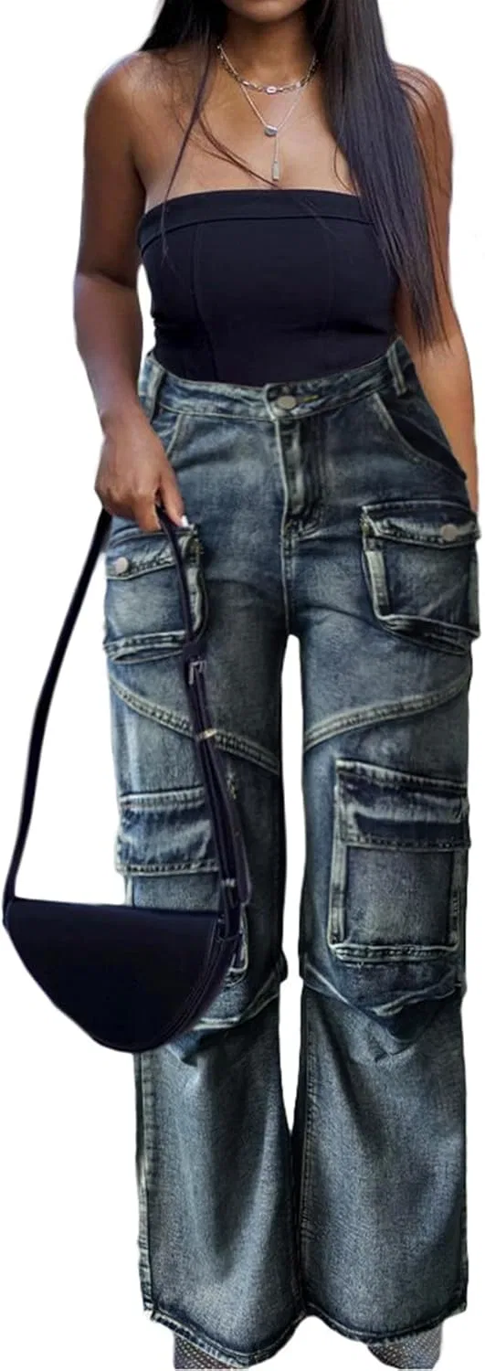 Джинсы свободные Baggy Wide Leg, Синий — фото 3