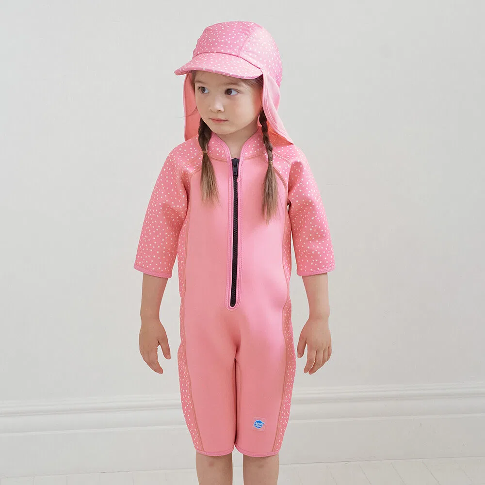 Детский короткий гидрокостюм Shorty розовый в горошек от Splash About — фото 4