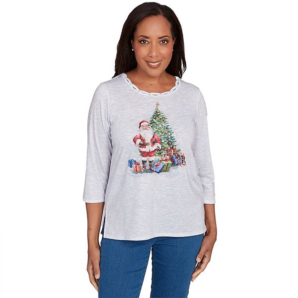 

Топ с принтом в виде Санты и елки Alfred Dunner