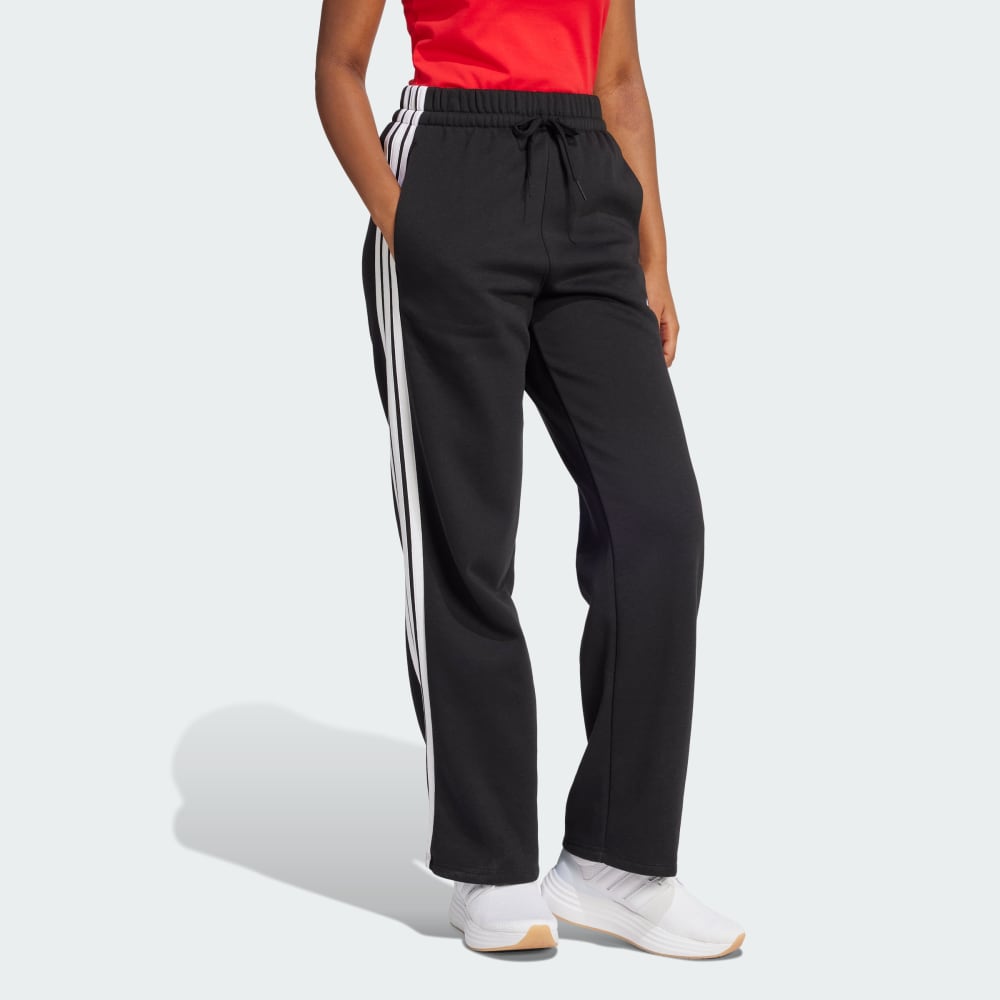 Спортивные брюки Adidas Essentials 3-Stripes Open-Hem Fleece, черный/белый — фото 4