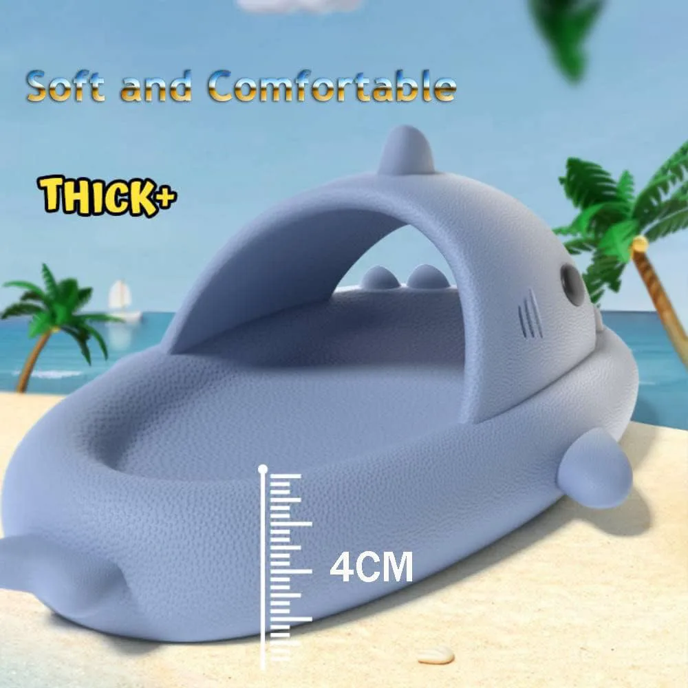 Тапочки для детей Zureto Shark, Тапочки для детей Cloudy Shark, Милые мультяшные детские тапочки Акула, серый черный — фото 3