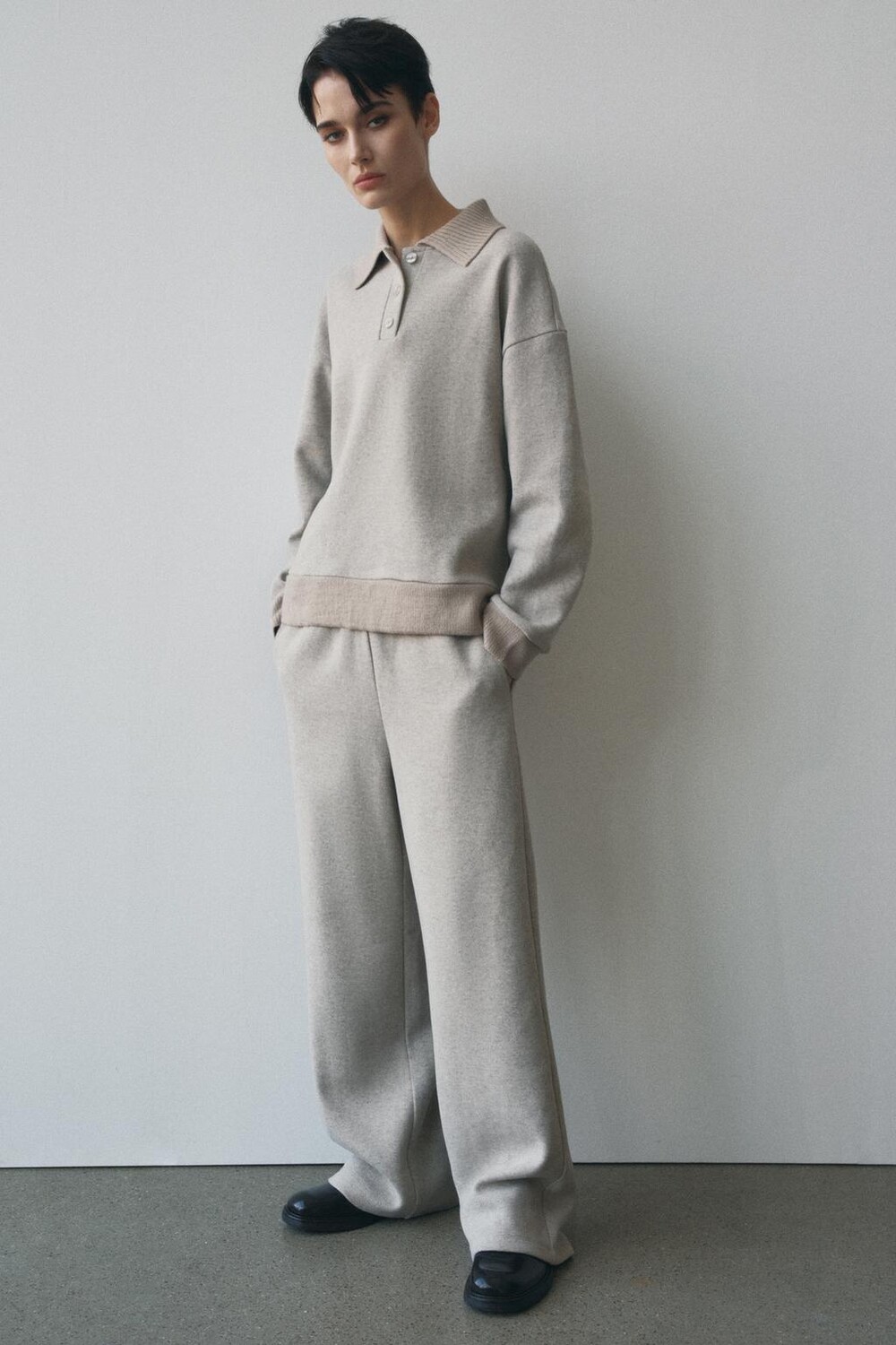 

Мягкие брюки ZARA, бежевый мергель