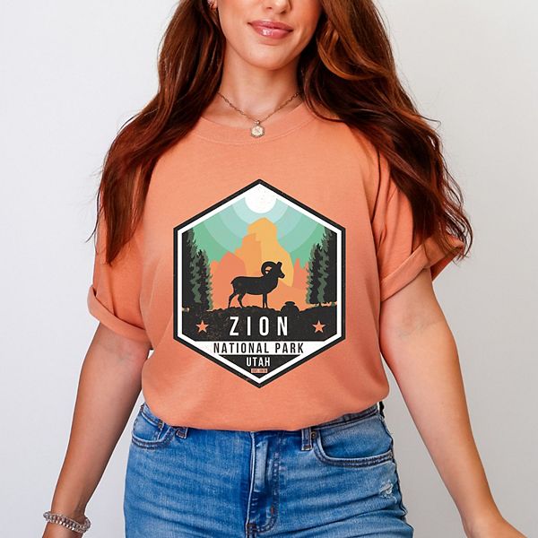 

Футболка Zion national park badge garment dyed Simply Sage Market, Terracotta