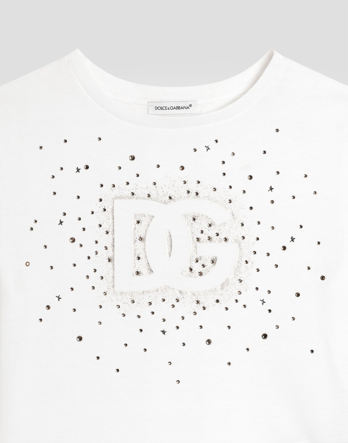 Футболка из джерси с логотипом dg и стразами Dolce & Gabbana, белый — фото 3