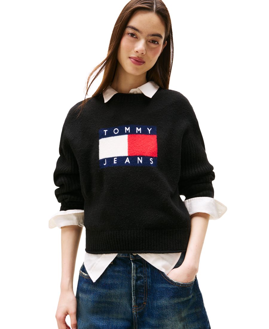 

Женский свитер Melange-Flag с круглым вырезом Tommy Jeans, Black Heather