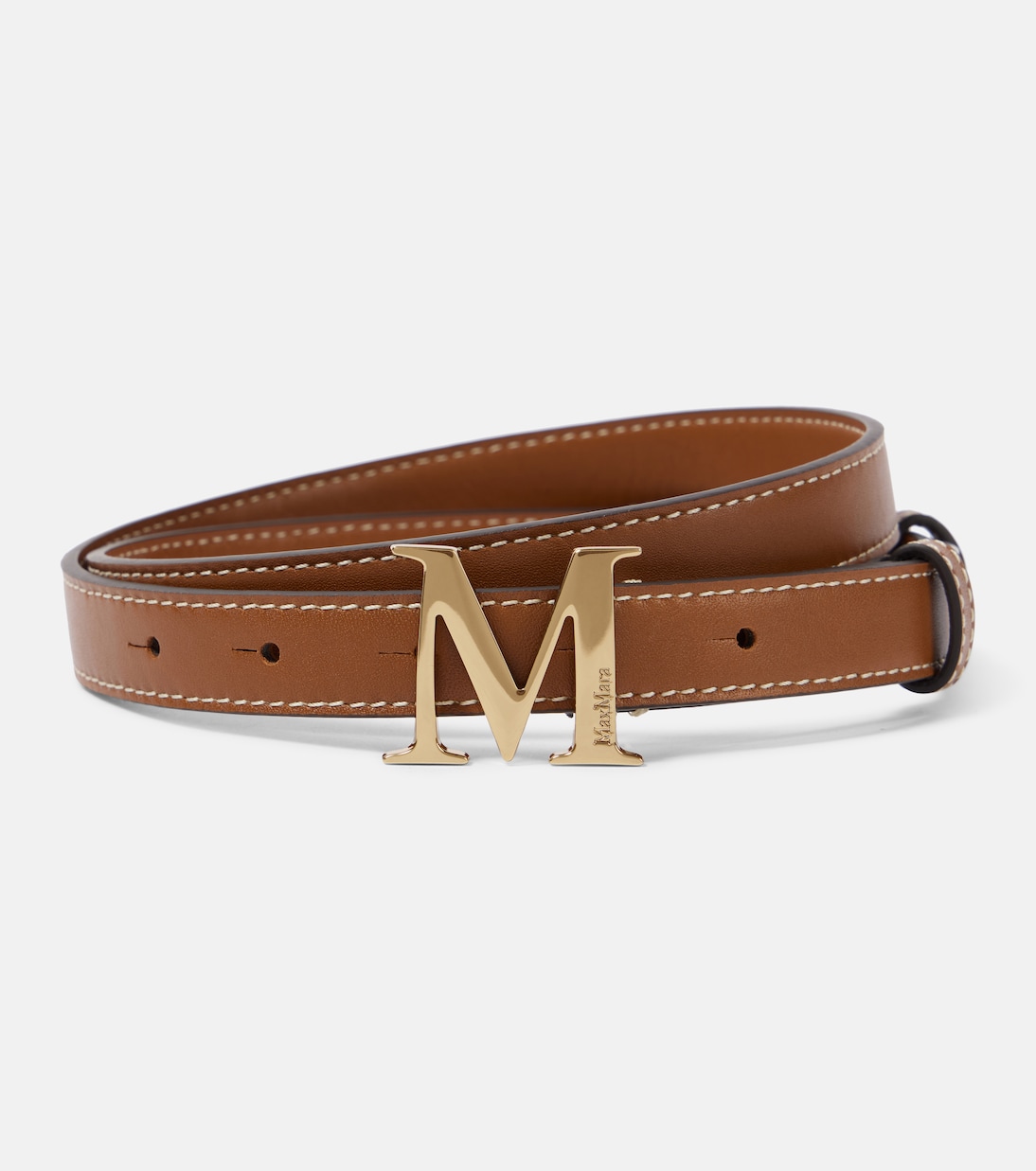

Кожаный ремень с логотипом Max Mara, Mmbrown