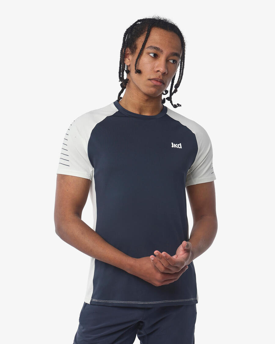 

JAKED Мужская темно-синяя синтетическая футболка для фитнеса