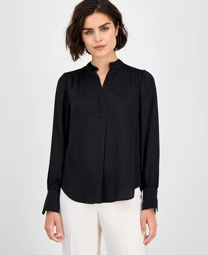 

Женский фактурный топ с разрезом на горловине и длинными рукавами, P/XXS-XXL Anne Klein