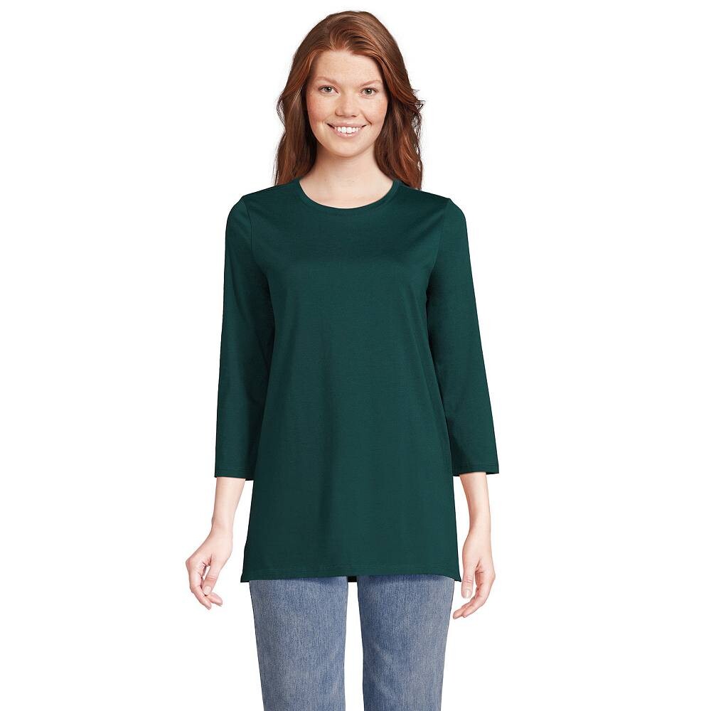 

Женская хлопковая туника с круглым вырезом Lands End Supima Lands' End, цвет Deep Balsam