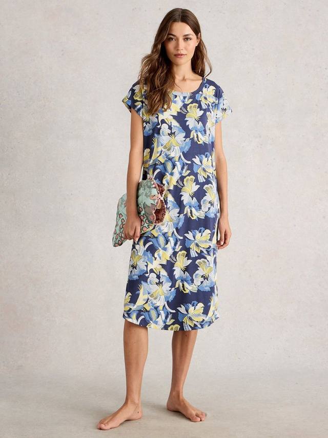 

Ночная сорочка Eva с круглым вырезом и цветочным принтом миди White Stuff