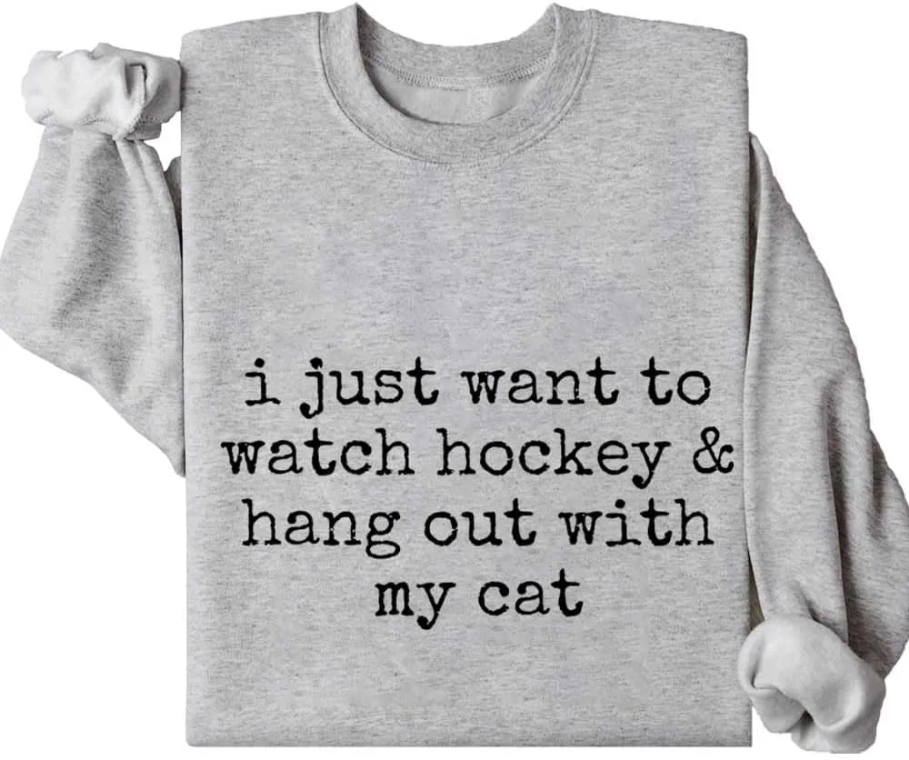 

Толстовка I Just Want To Watch Hockey And Hang Out Cat Relliot