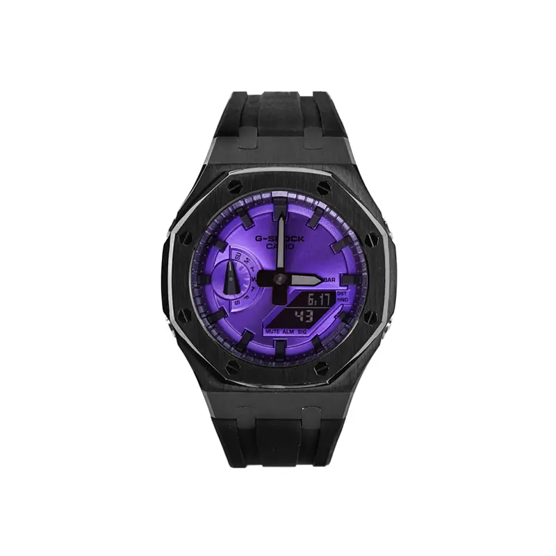 

CASIO Часы Unisex Liquid Crystal/Analog Dual Display Series 48.5mm Purple Watch, Dark Night Spirit Black Case Black Strap