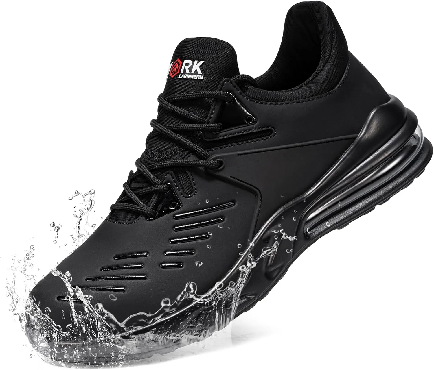 

Мужские рабочие кроссовки LARNMERN с защищенным носком из стали, водонепроницаемые, противоскользящие, спортивные, прочные, легкие, комфортные, с водоотталкивающей и неразрушимой конструкцией, с воздушной амортизацией, черный