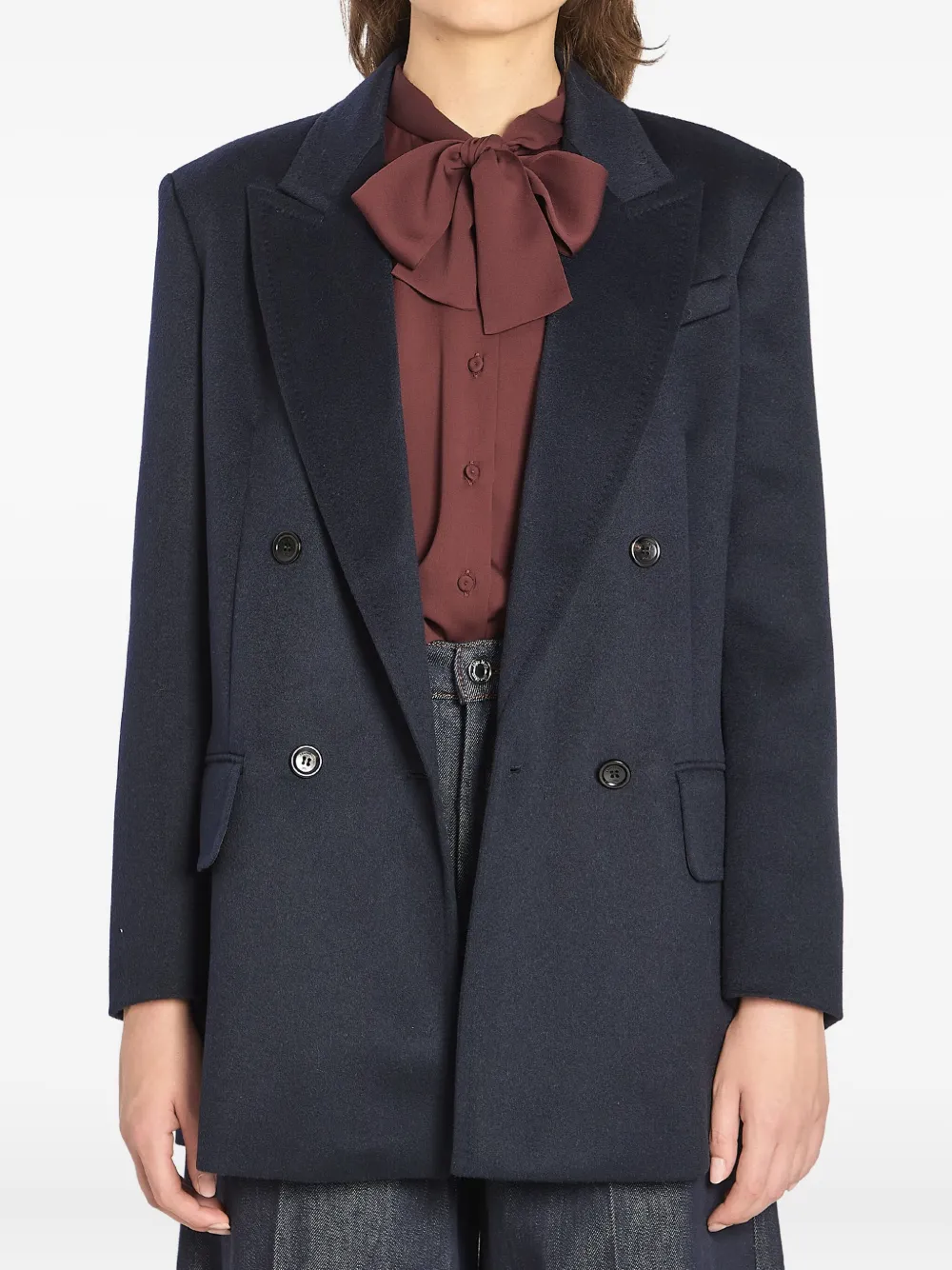 

Двубортный блейзер с карманами-клапанами MAX MARA, синий