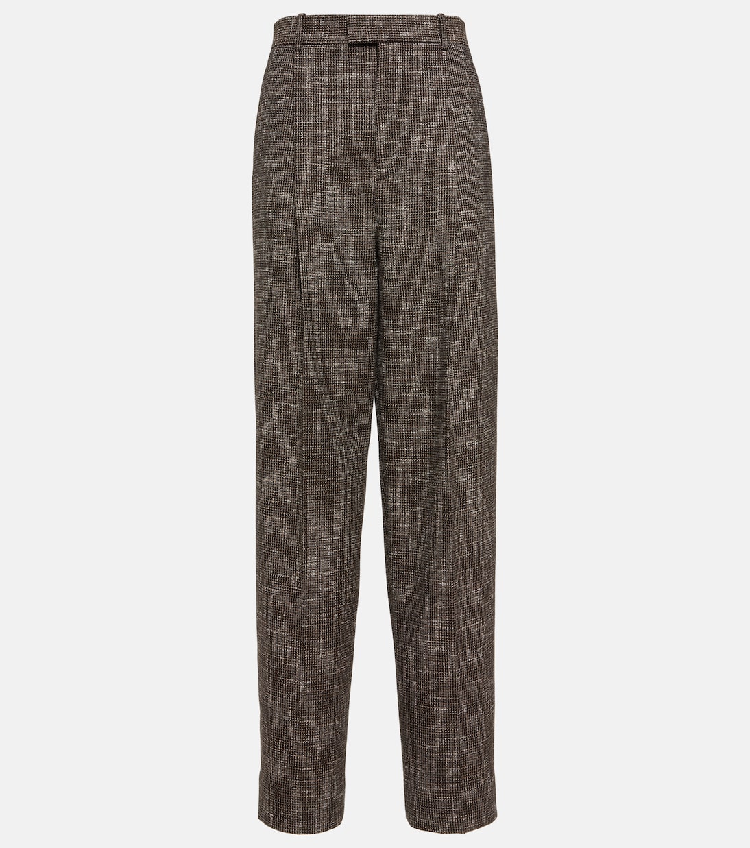 

Широкие брюки из смеси шерсти и хлопка Bottega Veneta, Black/Charcoal/Camel