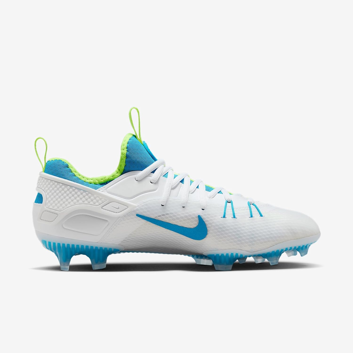 Бутсы для лакросса Nike Huarache 9 Elite Low для мужчин, White/Vivid Blue/Volt — фото 3
