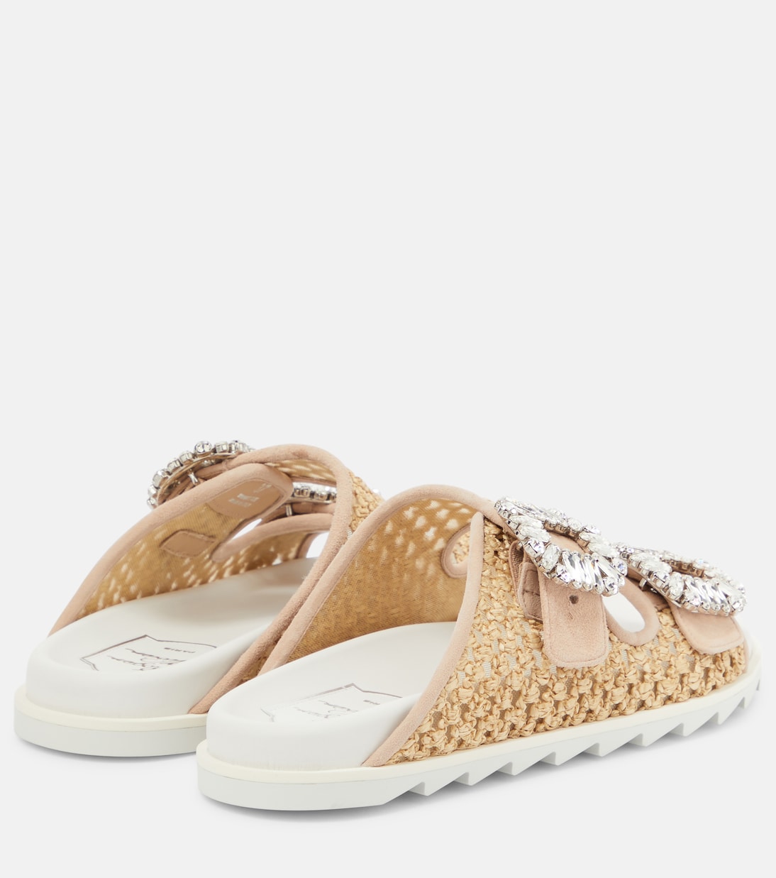 Сандалии из рафии с декором Slidy Viv' Roger Vivier, Crema Ch+Carne Med+Carne Ch — фото 3
