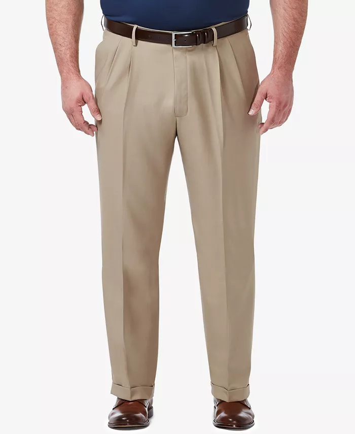 

Мужские классические брюки со складками Big & Tall Premium Comfort Stretch, однотонные Haggar, коричневый/бежевый