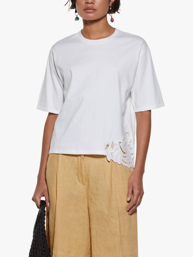 

Футболка с вышивкой и круглым вырезом SISLEY, White