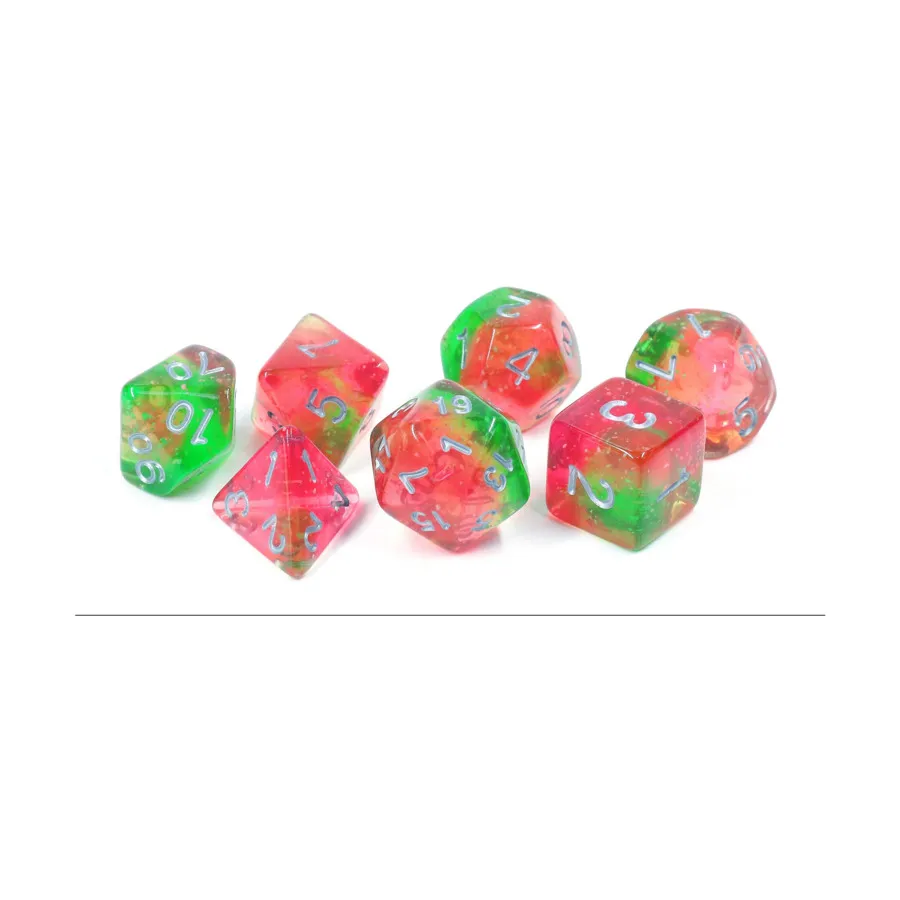 

Набор Poly Set — Светлячок Лотос с серебром (7), RPG Dice Sets