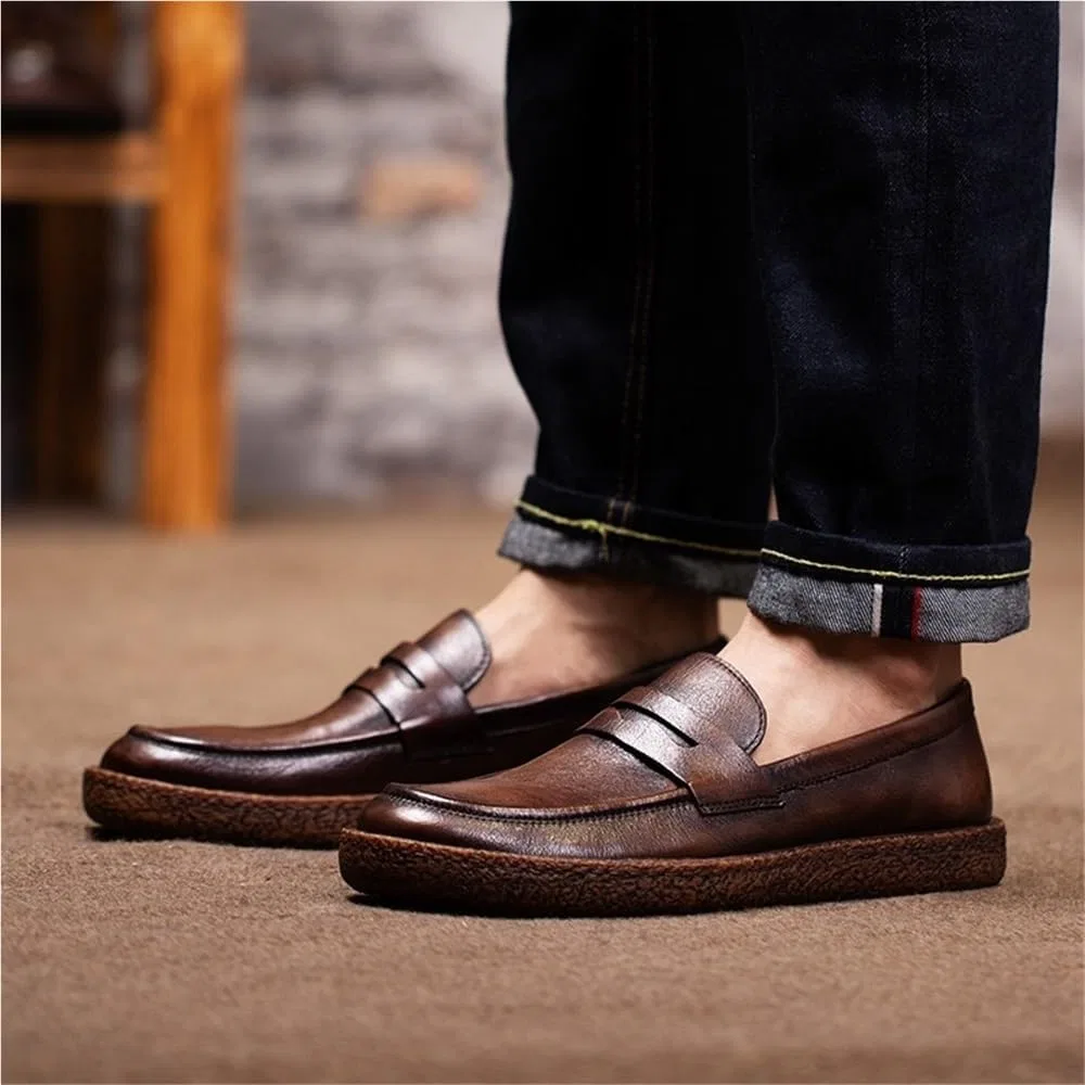 Мокасины кожаные Driving Loafers, Коричневый DHFIRUFSHLO — фото 2